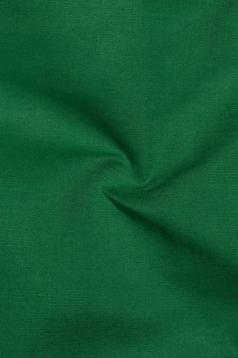 French Crown Clover Green Luxurious Linen Shirt - 38 / XS / Full Sleeves image 3