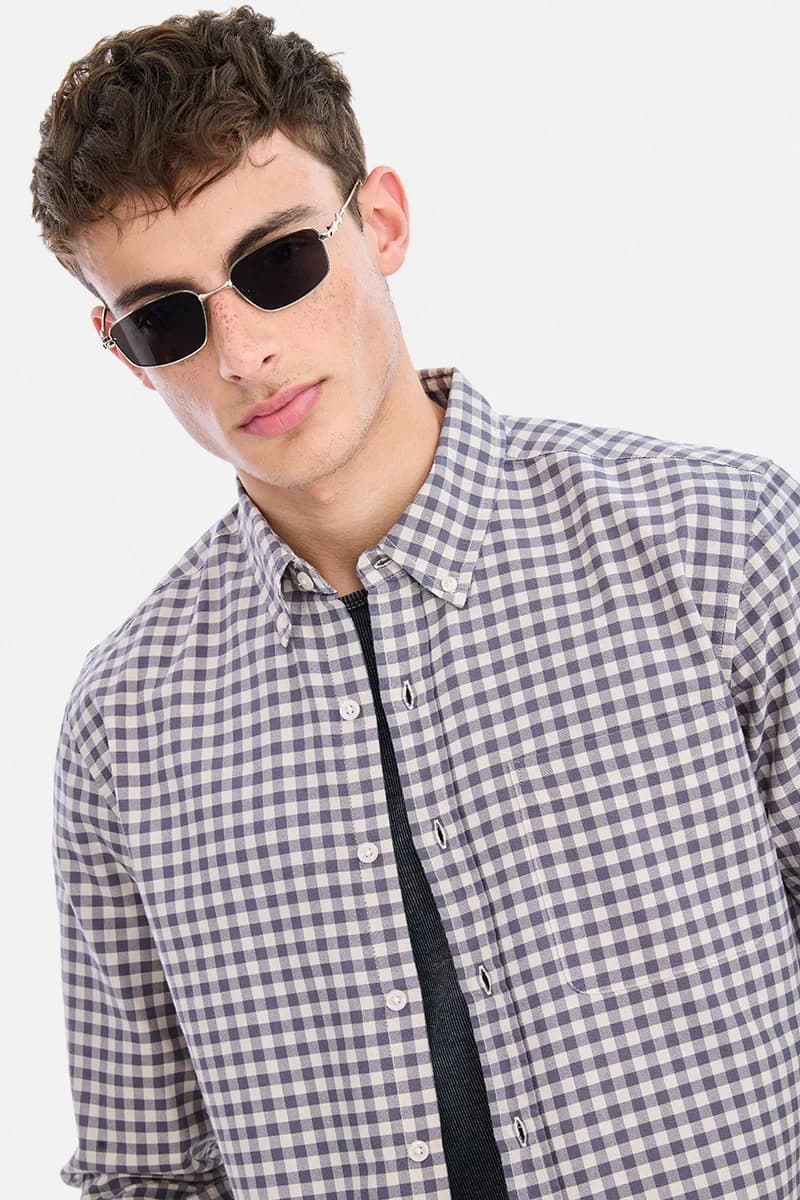Snitch Gingham Regular Fit 100% Cotton Shirt - Grey / L image 2