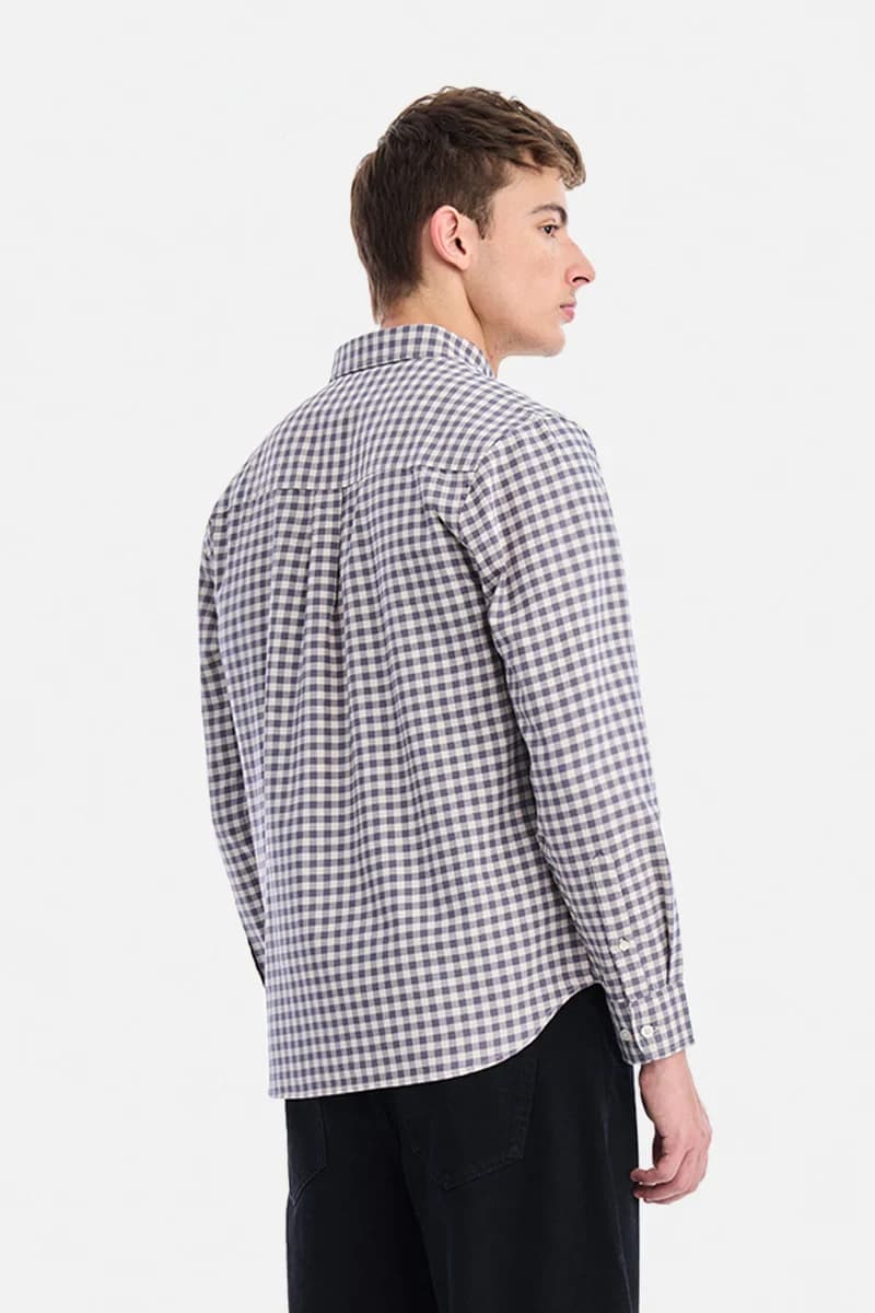 Snitch Gingham Regular Fit 100% Cotton Shirt - Grey / L image 5