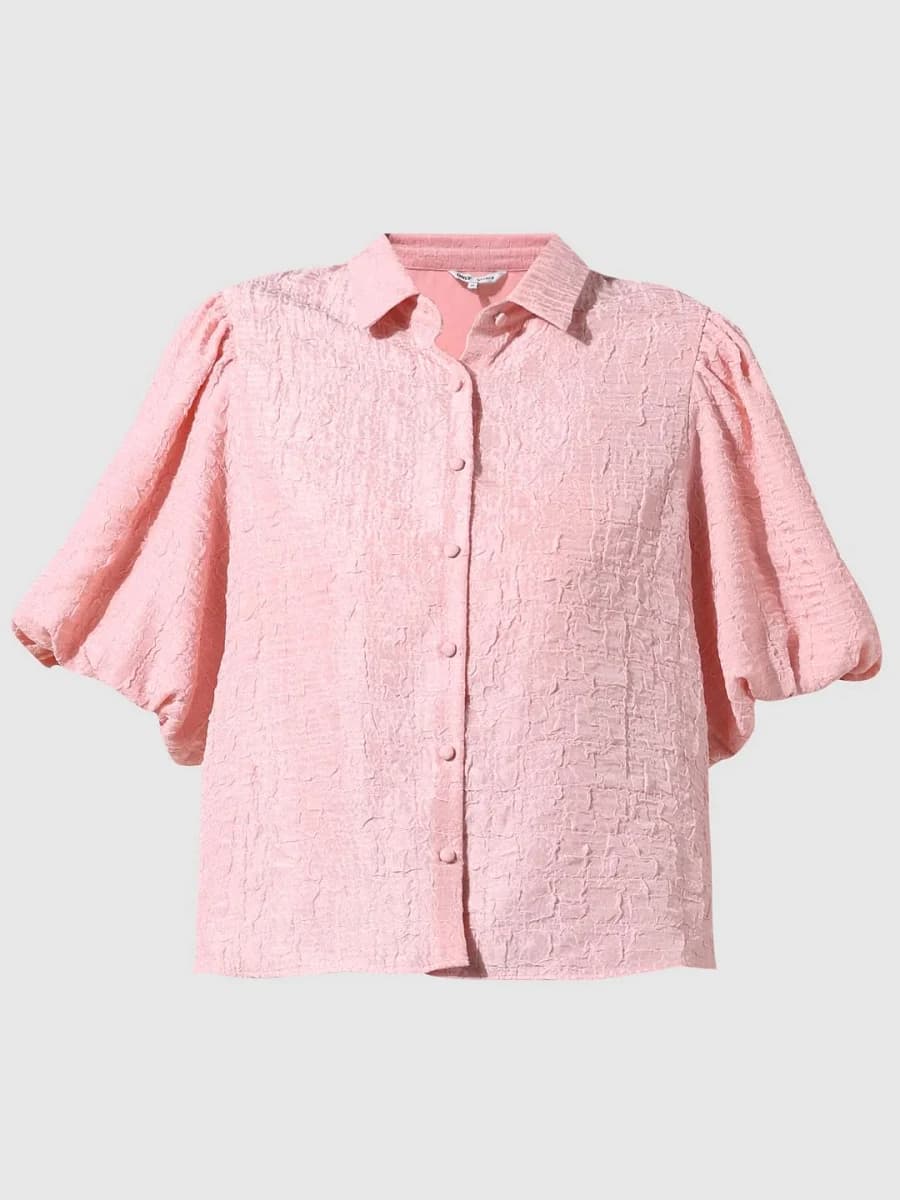 ONLY Pink Textured Balloon Sleeves Shirt - 40 image 7